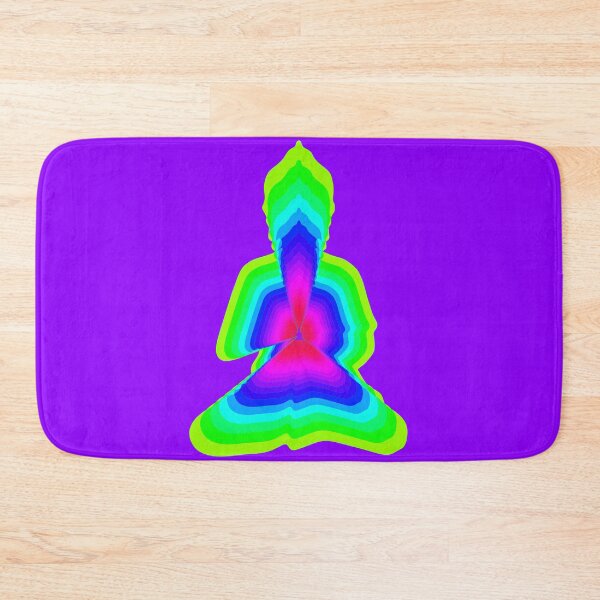 Item preview, budda, light energy, silhouette in yoga pose with a modern graphic echo effect minimalist spiritual design designed and sold by rikyfreestyle.