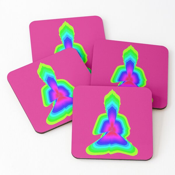 Item preview, budda, light energy, silhouette in yoga pose with a modern graphic echo effect minimalist spiritual design designed and sold by rikyfreestyle.