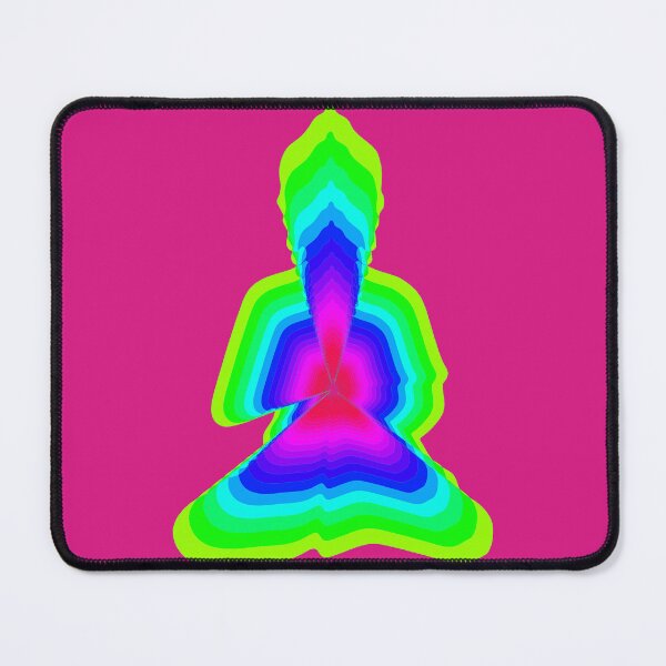 Item preview, budda, light energy, silhouette in yoga pose with a modern graphic echo effect minimalist spiritual design designed and sold by rikyfreestyle.