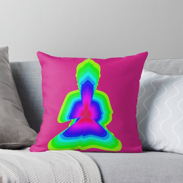 Item preview, budda, light energy, silhouette in yoga pose with a modern graphic echo effect minimalist spiritual design designed and sold by rikyfreestyle.