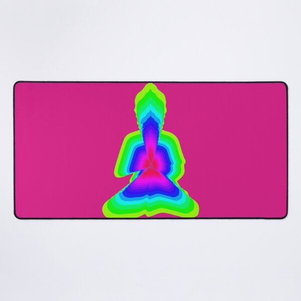 Item preview, budda, light energy, silhouette in yoga pose with a modern graphic echo effect minimalist spiritual design designed and sold by rikyfreestyle.