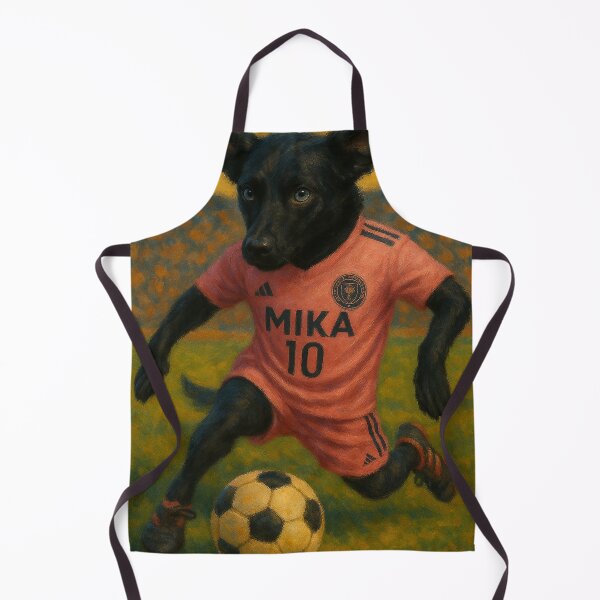 Item preview, Black Dog Soccer Star in Pink Jersey – Mika #10 Oil Painting designed and sold by Wag & Whimsy.