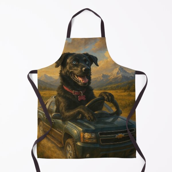 Item preview, Adventure Dog in a Chevy Truck – Whimsical Black Lab Art designed and sold by Wag & Whimsy.
