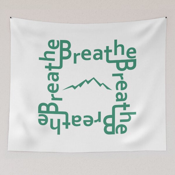 Item preview, Breathe | Green Mountain Silhouette Design | Minimal Nature Typography designed and sold by PnrArtDesign.