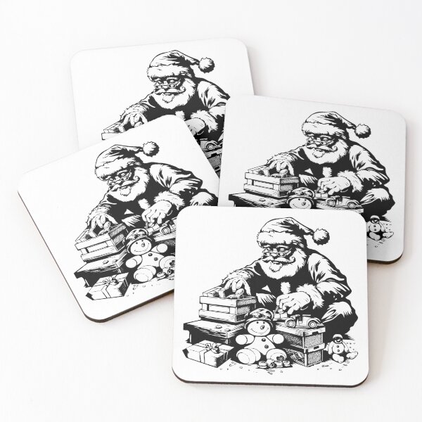Item preview, Vintage Santa Claus with Toys – Retro Christmas Toy Workshop Illustration designed and sold by inkoutninja.