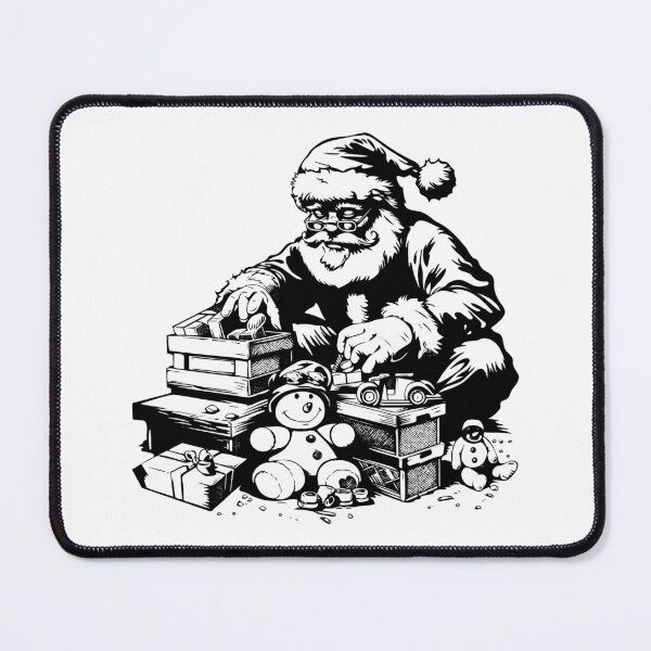 Item preview, Vintage Santa Claus with Toys – Retro Christmas Toy Workshop Illustration designed and sold by inkoutninja.