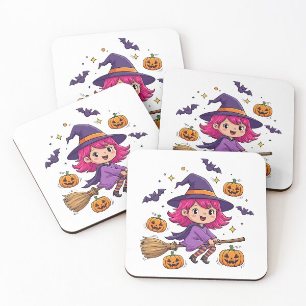 Item preview, Cute Witchy Ride: Pink Hair Halloween Fun designed and sold by Dimaromu.