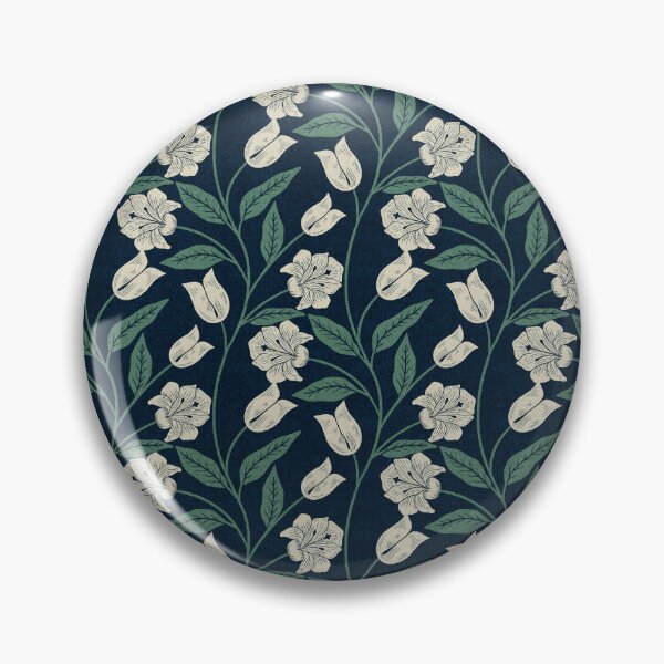 Item preview, Lily Whispers - Cottagecore Vine in Navy & Cream designed and sold by kalaauniverse_art_studio.