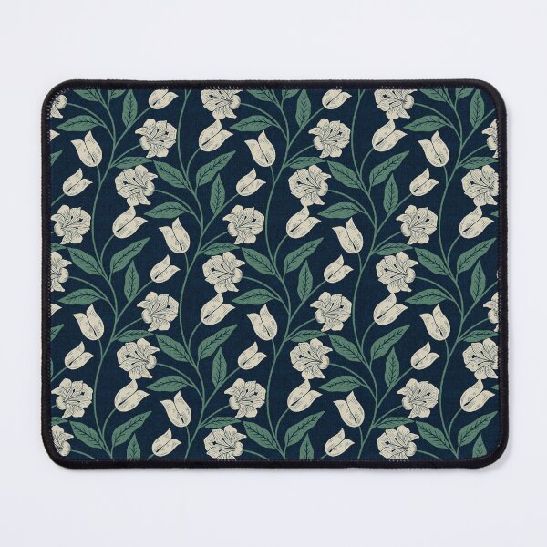 Item preview, Lily Whispers - Cottagecore Vine in Navy & Cream designed and sold by kalaauniverse_art_studio.