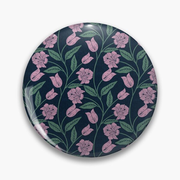 Item preview, Lily Whispers - Cottagecore Vine in Navy & Pink designed and sold by kalaauniverse_art_studio.