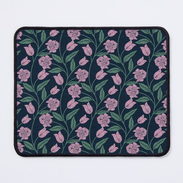 Item preview, Lily Whispers - Cottagecore Vine in Navy & Pink designed and sold by kalaauniverse_art_studio.