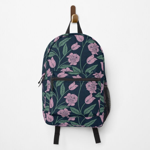 Item preview, Lily Whispers - Cottagecore Vine in Navy & Pink designed and sold by kalaauniverse_art_studio.