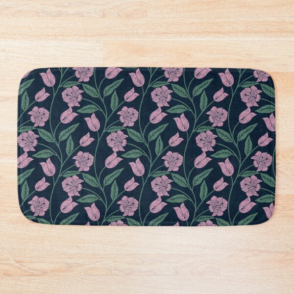Item preview, Lily Whispers - Cottagecore Vine in Navy & Pink designed and sold by kalaauniverse_art_studio.
