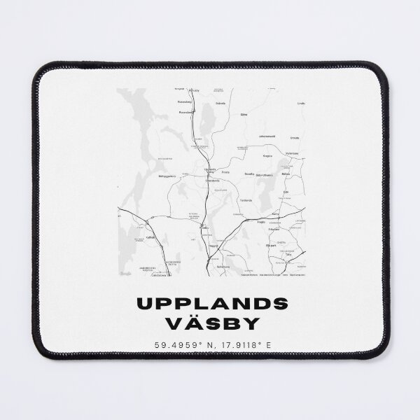 Item preview, Minimalist Upplands Väsby Map – Black & White Stockholm Suburb Print designed and sold by RM-Journey.