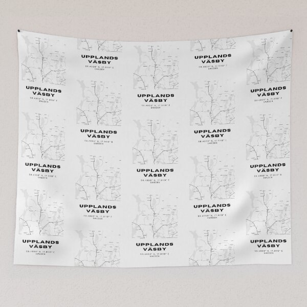 Item preview, Minimalist Upplands Väsby Map – Black & White Stockholm Suburb Print designed and sold by RM-Journey.