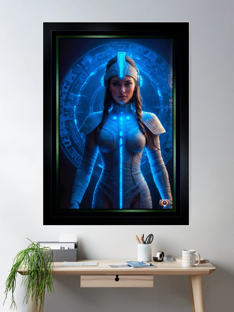 A Telios Guardian Posted At The Ancient Pelious Gateway Mesmerizing AI Concept Art by Xzendor7 Room Decor Poster Art Print