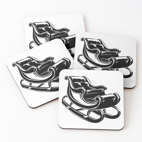Item preview, Empty Santa Sleigh – Vintage Black and White Christmas Illustration designed and sold by inkoutninja.