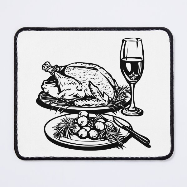 Item preview, Vintage Christmas Dinner – Black and White Holiday Feast Illustration designed and sold by inkoutninja.