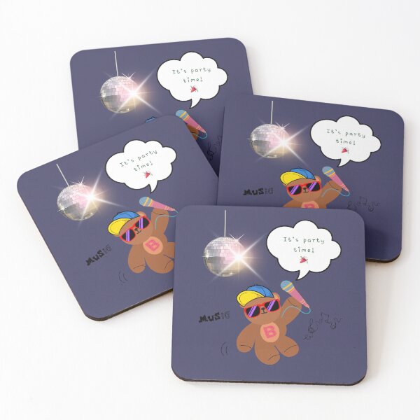 Item preview, Copy of It’s Party Time – Mono Bear Singing Vibes ( Navy Background ) designed and sold by mintmono-studio.