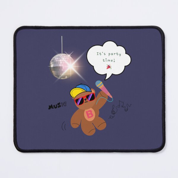 Item preview, Copy of It’s Party Time – Mono Bear Singing Vibes ( Navy Background ) designed and sold by mintmono-studio.
