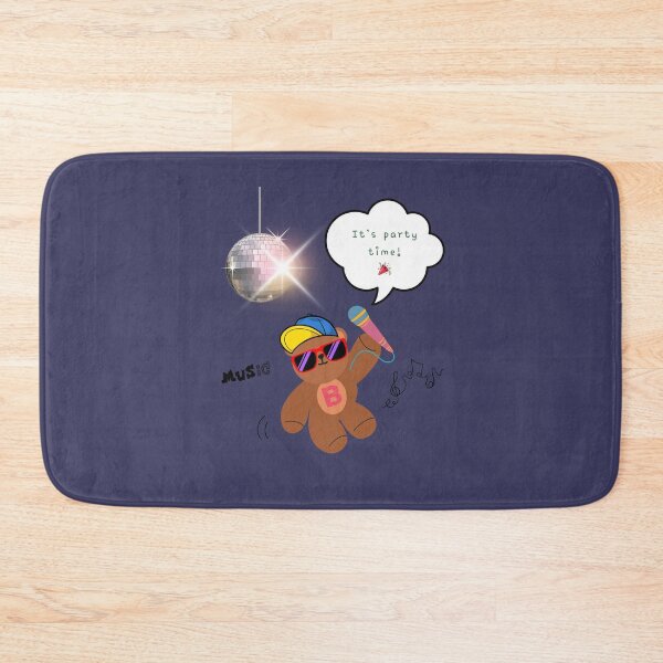 Item preview, Copy of It’s Party Time – Mono Bear Singing Vibes ( Navy Background ) designed and sold by mintmono-studio.