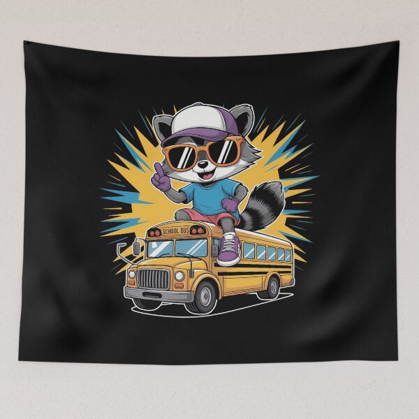 Item preview, School Bus Raccoon Back To School designed and sold by brynatshop.