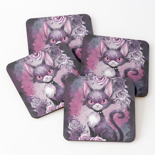 Item preview, The cat with roses painting pastel goth manga designed and sold by jbfart.