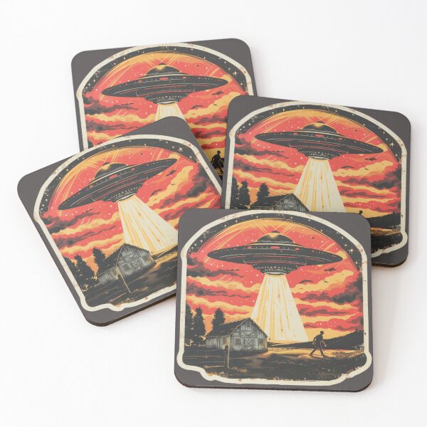 Item preview, UFO Beaming Down at Sunset – Vintage Alien Encounter designed and sold by Intrepid Media.