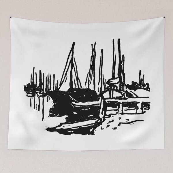 Item preview, Fishing Vessels in Harbour 3 designed and sold by nathansonart.