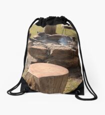Aussie bush fire out back Drawstring Bag
