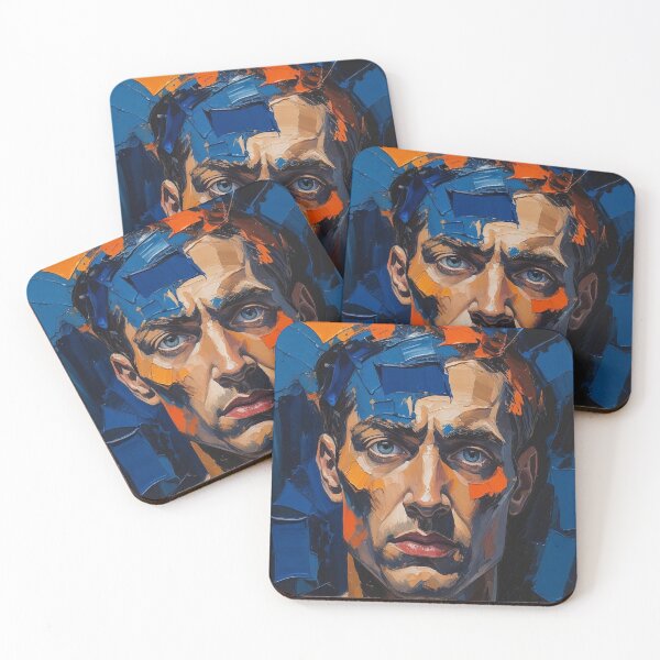 Item preview, Abstract Portrait with Dynamic Brushstrokes in Vibrant Blue and Orange Tones designed and sold by Rue Market.