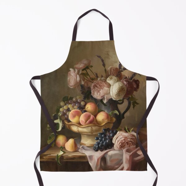 Artikelvorschau, Rosen, Trauben und Pfirsiche | Klassisches Stillleben mit Früchten und Blumen entworfen und verkauft von CARRAANN.