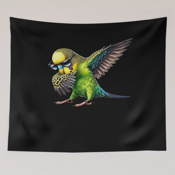 Item preview, Dabbing Green Budgerigar Parakeet Parrot Lover Birding designed and sold by Kimberley King Art  King Art.