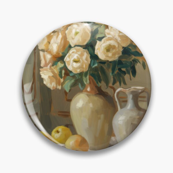 Item preview, Cream Flowers and Citrus | Vintage French Still Life with Classic Urns designed and sold by CARRAANN.