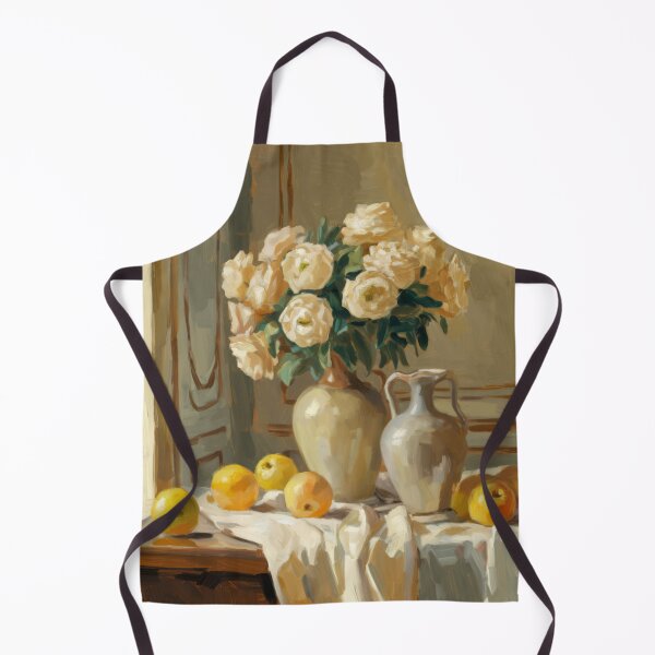 Item preview, Cream Flowers and Citrus | Vintage French Still Life with Classic Urns designed and sold by CARRAANN.