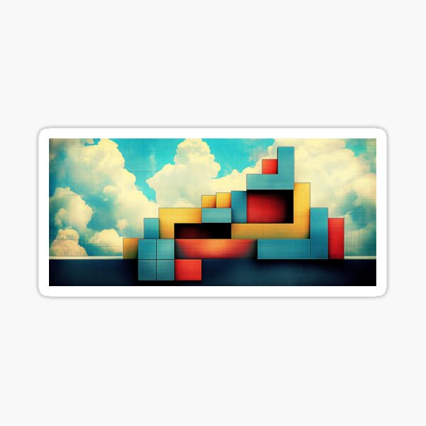 Item preview, Retro Tetris-Inspired Sky Blocks – Colorful Abstract Game Art designed and sold by Art of Ngu.