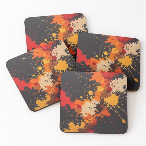 Item preview, Abstract Fall Ink Splat Art on Black designed and sold by Harmonic_Layers.