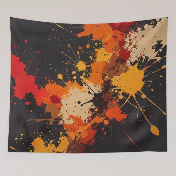 Item preview, Abstract Fall Ink Splat Art on Black designed and sold by Harmonic_Layers.