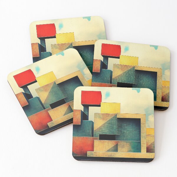 Item preview, Vintage Block Stack Art – Surreal Geometric Landscape with Sky designed and sold by Art of Ngu.