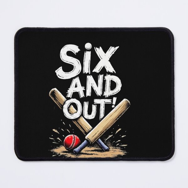 Item preview, Six and Out — Fun Cricket Lover Typography Design designed and sold by Dreambytes.