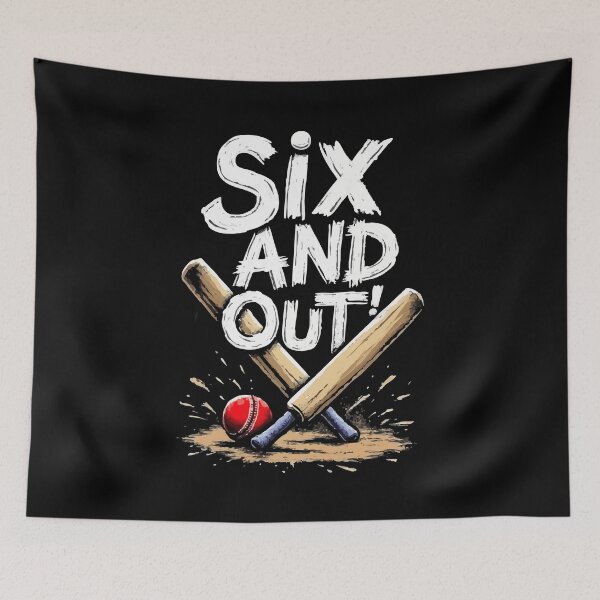 Item preview, Six and Out — Fun Cricket Lover Typography Design designed and sold by Dreambytes.