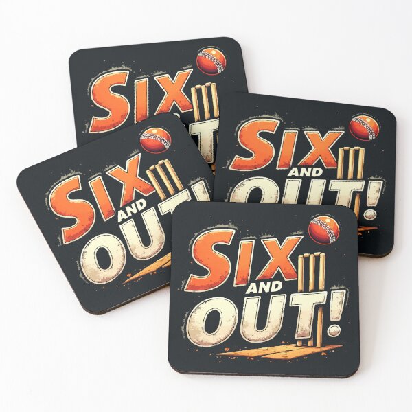 Item preview, Six and Out — Funny Cricket Humor Typography Design designed and sold by Dreambytes.