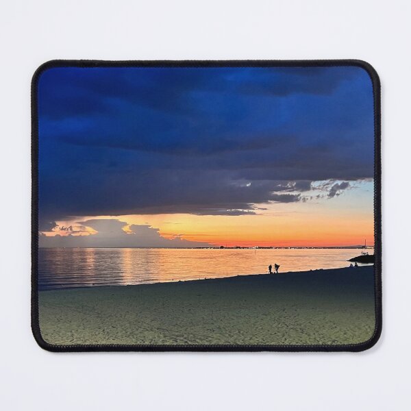 Item preview, Stormy Sunset Over Elwood Beach, Melbourne with Silhouettes and City Lights designed and sold by Ink and Echo Print Designs.