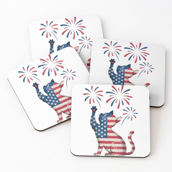Item preview, Memorial Day Cat Fireworks 4th of July Cat Fourth of July designed and sold by BakeryDozen.