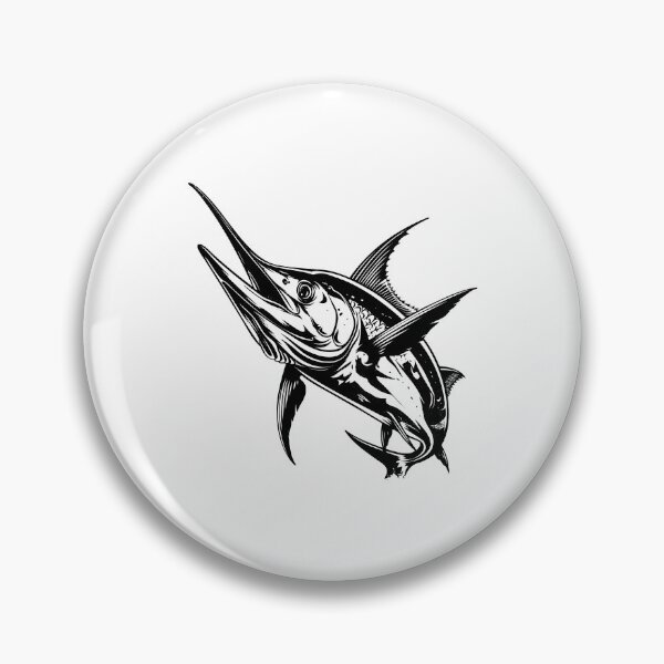 Item preview, Jumping Marlin Fish – Vintage Black and White Ocean Wildlife Illustration designed and sold by inkoutninja.