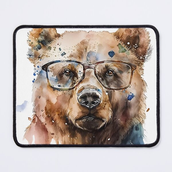 Item preview, Cool Bear with Glasses – Watercolor Animal Art designed and sold by ThePrintForge.