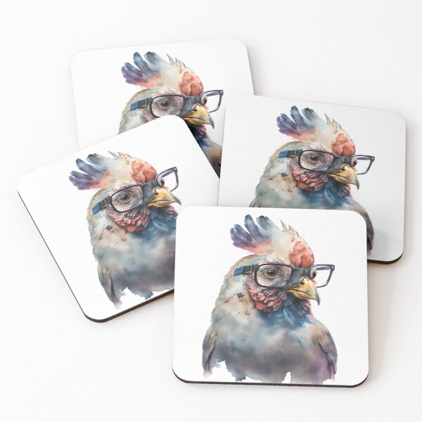 Item preview, Intellectual Chicken – Watercolor Poultry in Glasses designed and sold by ThePrintForge.