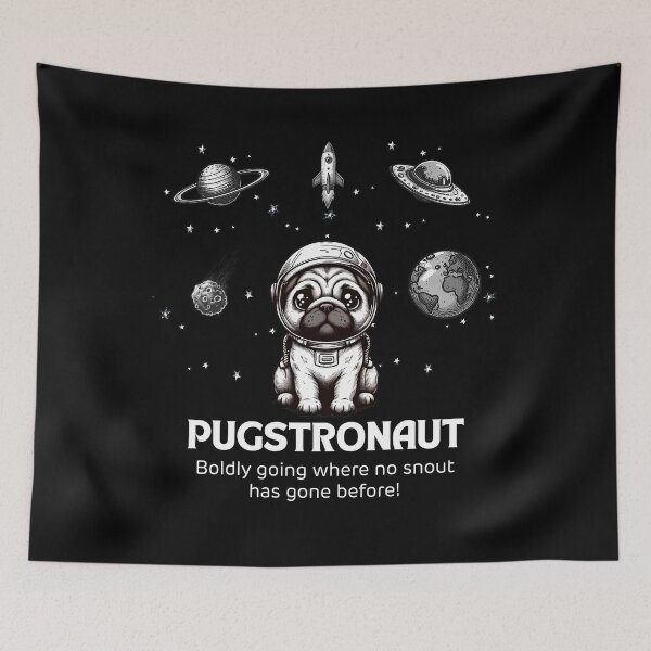 Item preview, Astronaut Pug Funny Space designed and sold by doodIllustrate.