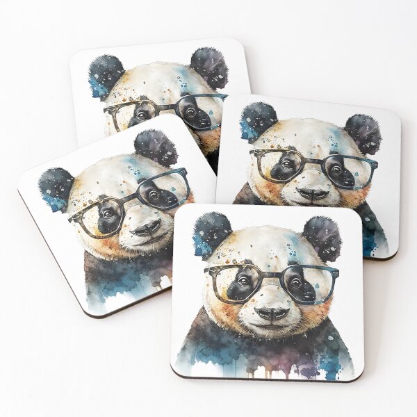 Item preview, Panda Geek – Watercolor Panda with Glasses designed and sold by ThePrintForge.