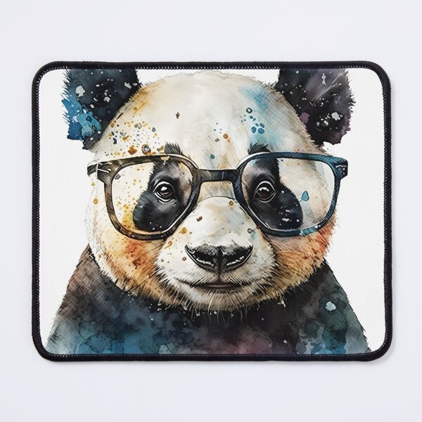 Item preview, Panda Geek – Watercolor Panda with Glasses designed and sold by ThePrintForge.